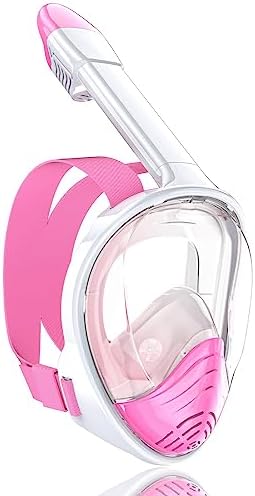 QingSong Full Face Snorkel Mask for Adults, Snorkeling Gear with Camera Mount, 180 Degree Panoramic View Snorkel Set Anti-Fog Anti-Leak