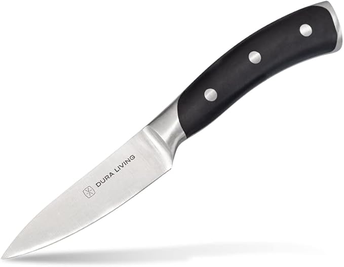 3.5-Inch Paring Knife – Ultra-Sharp German High Carbon Stainless Steel, Full Tang, Ergonomic Handle, Multipurpose Kitchen Knife for Chopping, Slicing, and Dicing, Black