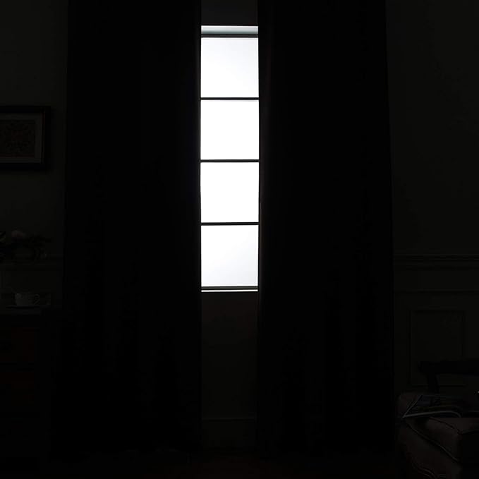 Yakamok Sage 100% Blackout Curtains, Total Blackout Lined Curtain Panels