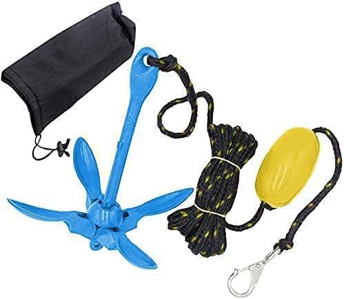 XIALUO Marine Kayak Anchor Kits 7 lb Folding Anchor Accessories with 50 ft Rope for Fishing Kayaks, Canoe, Jet Ski, SUP Paddle Board and Small Boats