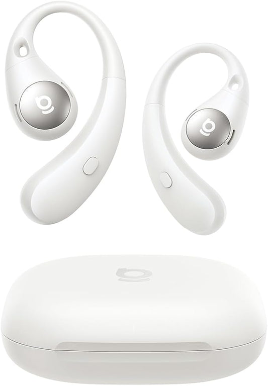 Baseus Eli Sport 2 Open-Ear Headphones Wireless Earbuds,Secure Earhook Sport Design,Ultra-Comfort,4-Mic Clear Calls, IP57 Waterproof,45H Play, Bluetooth 6.0 Earhook Fit Running Workout Gym -White