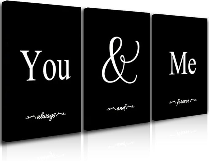 GUBIYU Set of 3 Framed Farmhouse You and Me Wall Art Above Bed Wall Decor