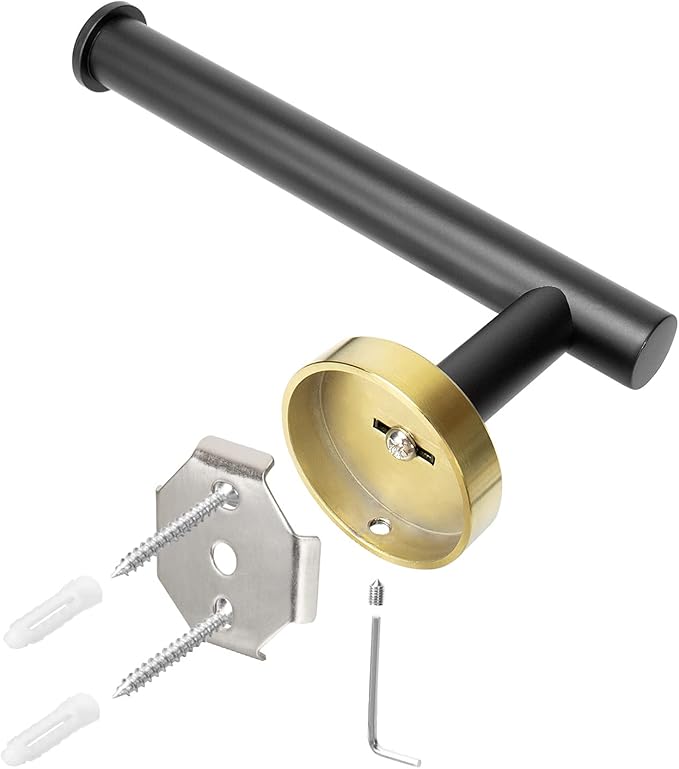 NearMoon Bathroom Toilet Paper Holder, Premium SUS304 Stainless Steel Rustproof Wall Mounted Toilet Roll Holder for Bathroom, Kitchen, Washroom (1 Pack, Black and Gold)