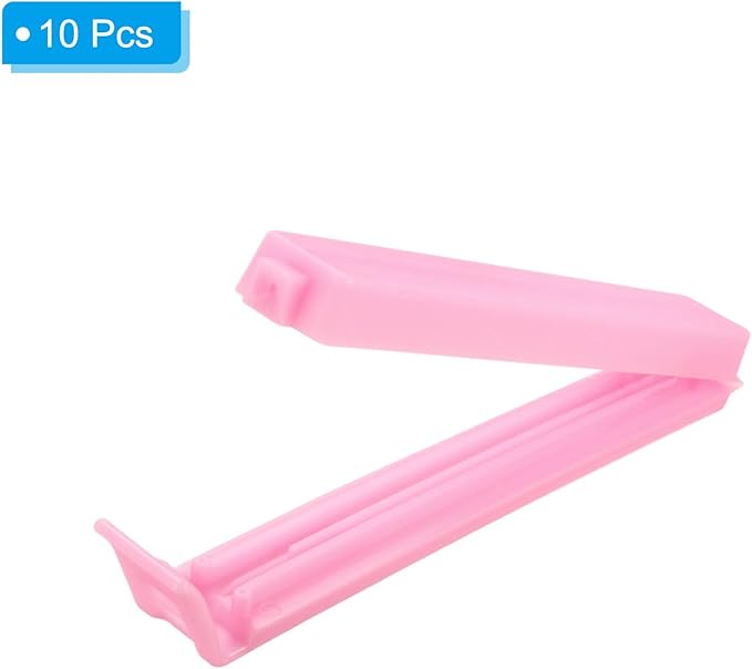 PATIKIL Sealing Clips 4.3 Inch, 10 Pack Reusable Plastic Bag Clip Clamp Sealer for Food Storage Snack Bag Home Kitchen, Pink
