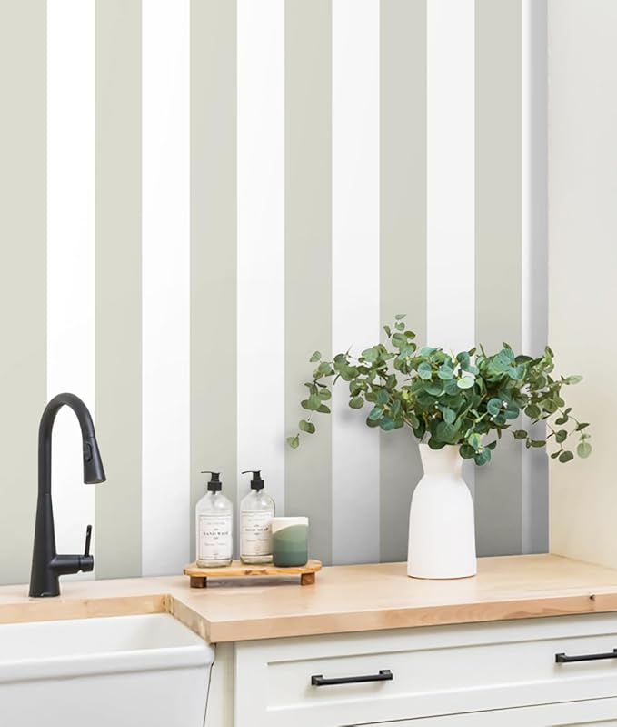 Guvana 17.7"x394" Striped Wallpaper Brown Peel and Stick Wallpaper Brown and