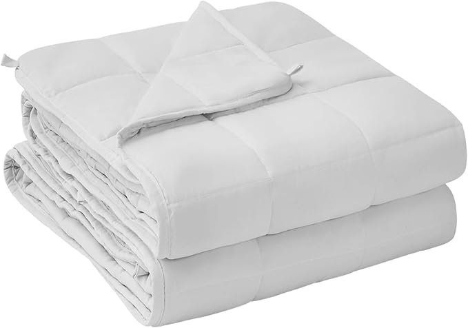 yescool Weighted Blanket for Adults (20 lbs, 88” x 104”, White) Cooling Heavy Blanket for Sleeping Perfect for 190-210 lbs, Queen Size Breathable Blanket with Premium Glass Bead, Machine Washable