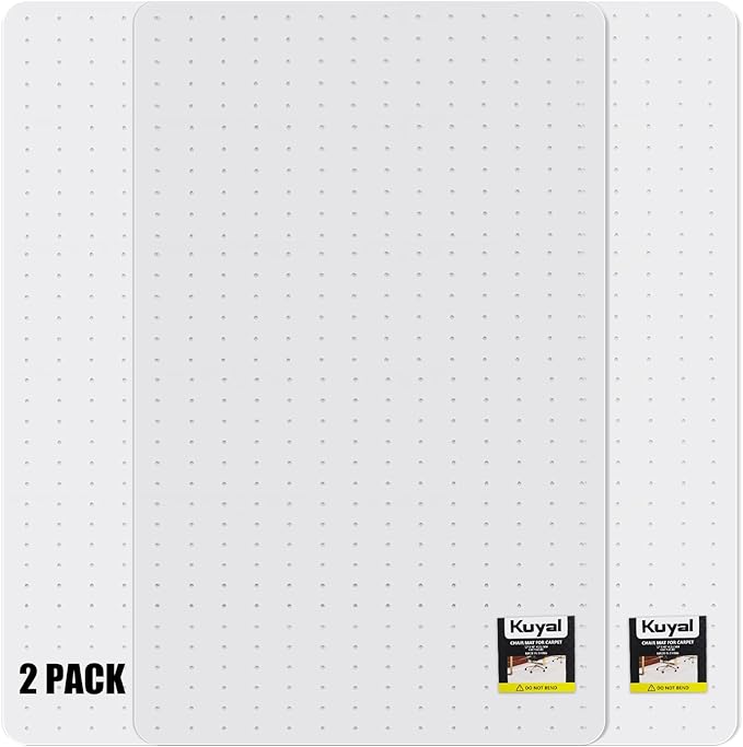 Kuyal Office Chair Mat for Carpet, 2 Pack 48x 60 Clear Heavy Duty Computer Chair Mat, Under Desk Protector Carpeted Floors Mat, Easy Chair Movement,Ship Flat