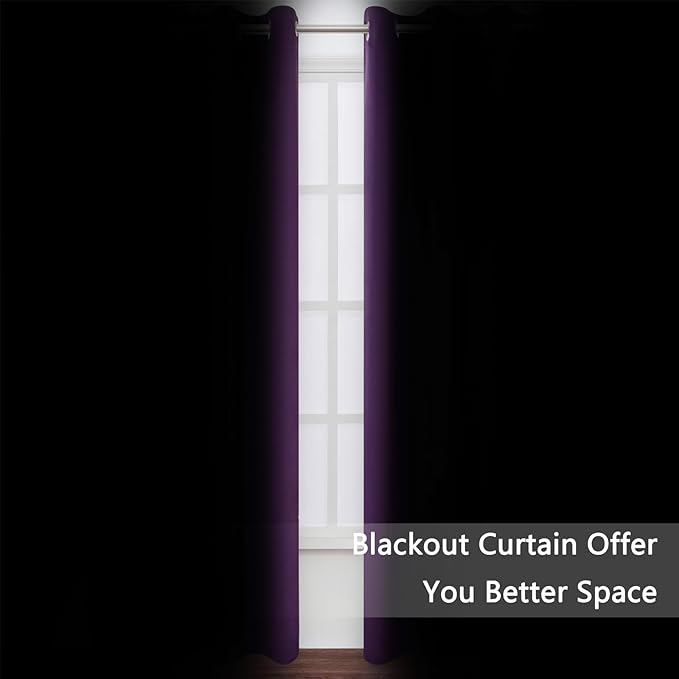 LEMOMO Blackout Curtains 52 x 120 Inch Long Purple Curtains Set of 2 Panels