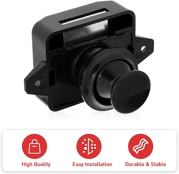 Encell Set of 5 Push Button Latch Cupboard for RV Camper Motor Home Caravan Black