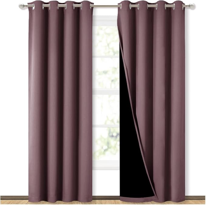NICETOWN 100% Blackout Curtains 84 inches Long, Pair of Energy Smart & Noise