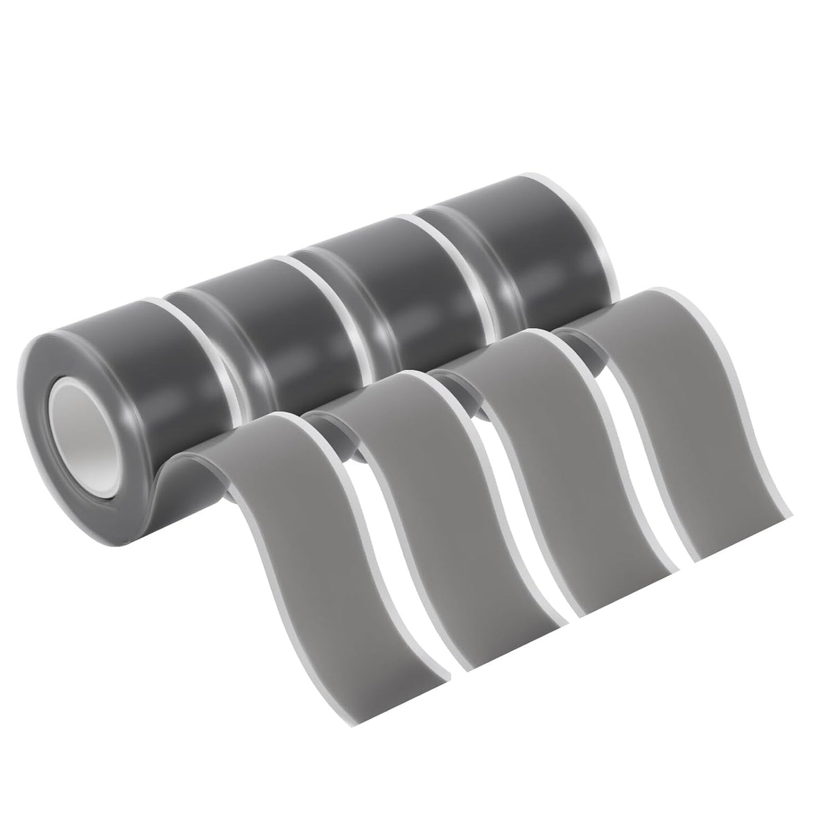 Self Fusing Silicone Tape 4 Rolls 1 in x 10' Grey Waterproof Rescue Tape Rubber Leak Silicone Self-amalgamating Tape for Plumbing, Sealing Pipes, Hose Repair, Outdoor Coax and Tool Fixation