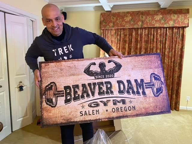 TAILORED CANVASES Personalized Gym Sign Wall Art Decor - Motivational Canvas for Home, Workout Room, Garage, Fitness Center - Inspirational Posters With Name on Rustic Copper, 36x12in