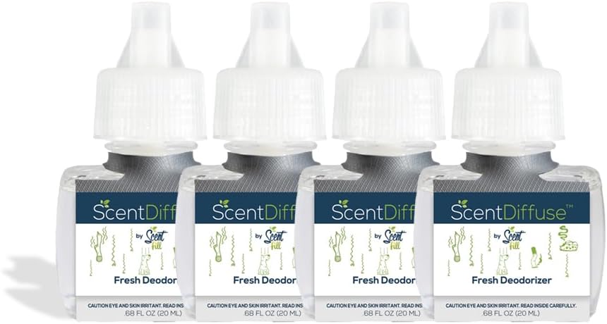 Scent Fill Fresh Deodorizer Plug in Air Freshener, 4 Scented Oil Refills