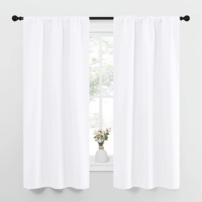 NICETOWN White Curtains for Bedroom, Short Curtains & Draperies for Small Window