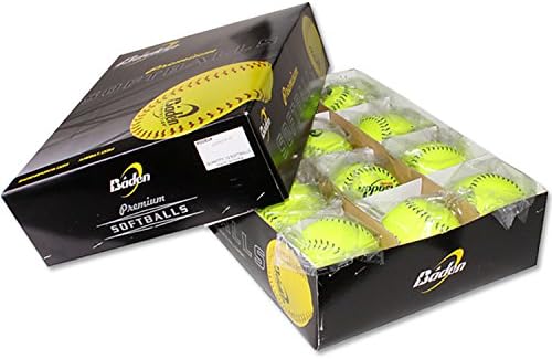 Baden Ballistic Leather Pitching Machine Softball 12" | Reinforced Kevlar Seams for Added Durability | Long Lasting Practice Softball | One Dozen