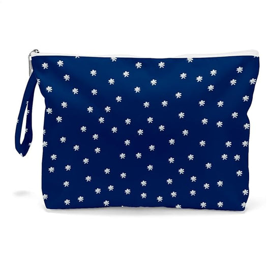 Fokongna Travel Makeup Bag - Zipper Pouch for Women, Sister, Friends - Beach, Pool, Yoga, Gym Clothes, Swimsuit, Diapers - Ocean, Sea, Shells, Starfish