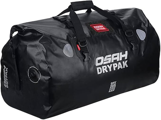 Waterproof Duffel& Luggage Bag - Motorcycle Dry Bag Tail Saddle Bags with Roll Top Closure,Large Storage Space,for Camping, Kayaking, Fishing & Traveling(Black, 60L)