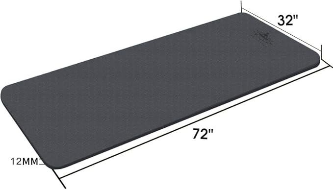 Hatha Yoga Extra Thick TPE Yoga Mat - 72"x 32" Thickness 1/2 Inch -Eco Friendly SGS Certified - With High Density Anti-Tear Exercise Bolster For Home Gym Travel & Floor Outside