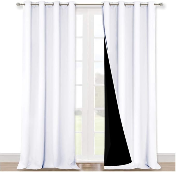 NICETOWN White 100% Blackout Curtains