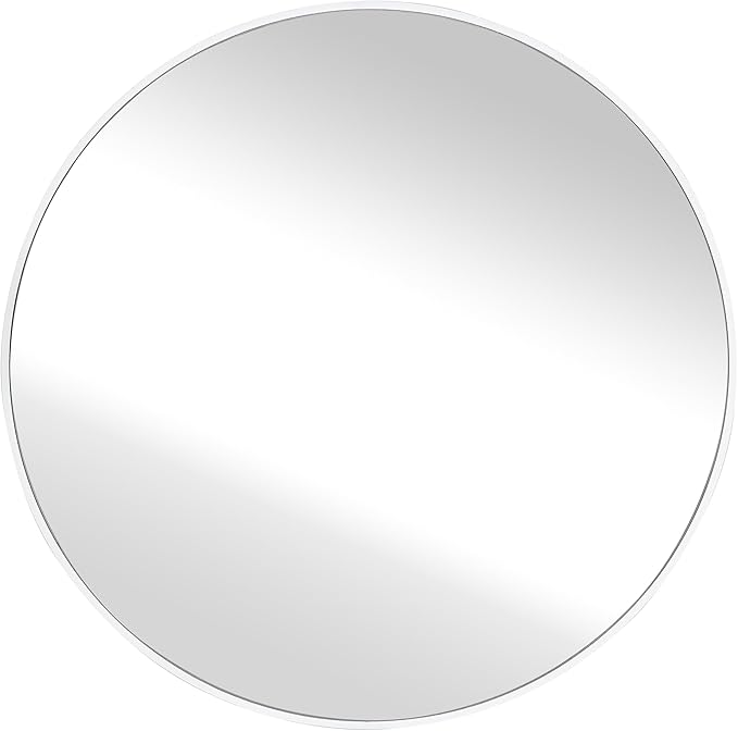 White Round 36 Inch Mirror,Circle Bathroom Vanity Mirror for Wall,Hanging Modern Tempered Glass Mirror for Entryway or Living Room