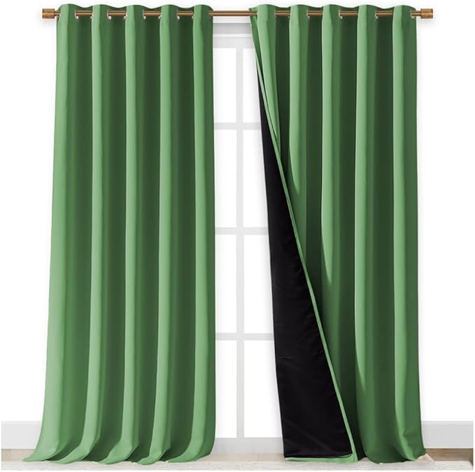 NICETOWN Total Shade Curtains and Draperies, Forest Green, Package of 2