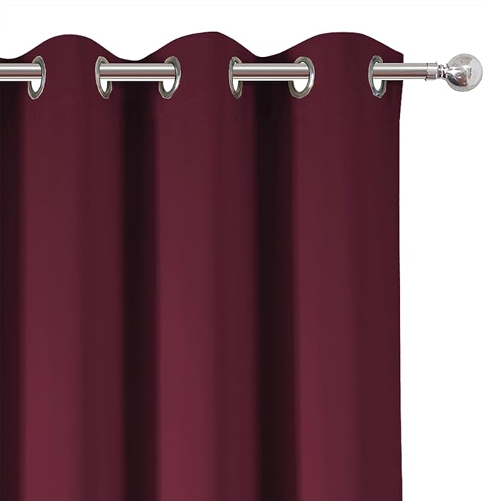 LEMOMO Blackout Curtains 52 x 120 Inch Long Burgundy Red Curtains Set of 2