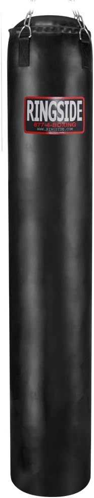 Ringside 100-Pound Muay Thai Heavy Bag, Sturdy Powerhide Punching Bag for Boxing, MMA, Muay Thai, and Kickboxing Training and Workout, Includes Chain and Swivel, Black, 72" H x 13" Dia.