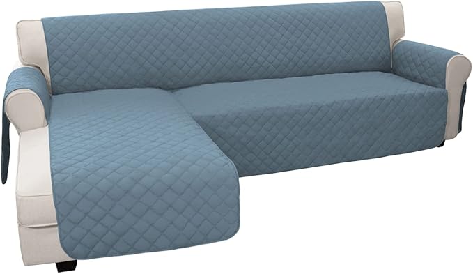 Easy-Going L Shape Sofa Slipcover Sectional Couch Cover - Reversible Chaise Lounge Furniture Protector for Pets, Kids, Children, Dog, Cat (X-Large, Light Blue/Light Blue)