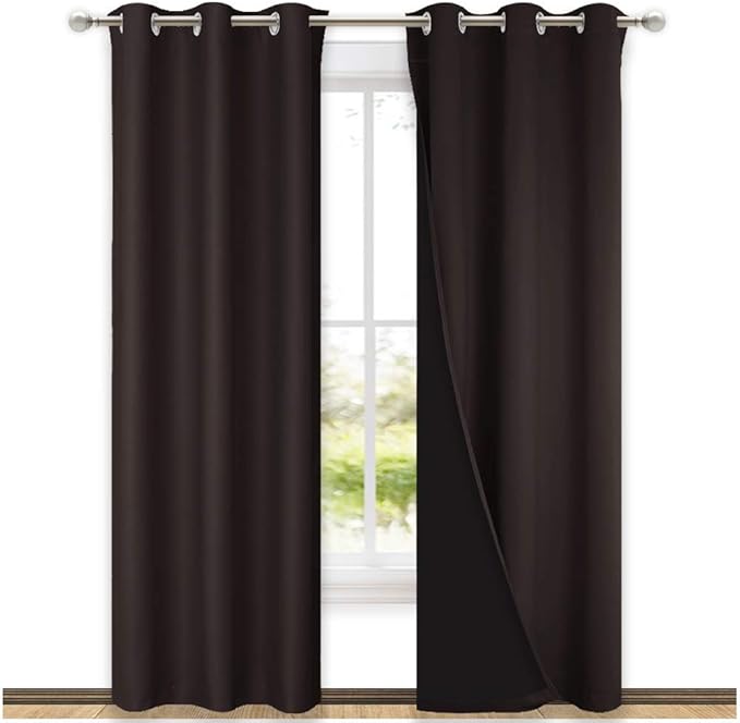 NICETOWN Full Shade Curtain Panels, Toffee Brown, Pair of Thermal Insulated &
