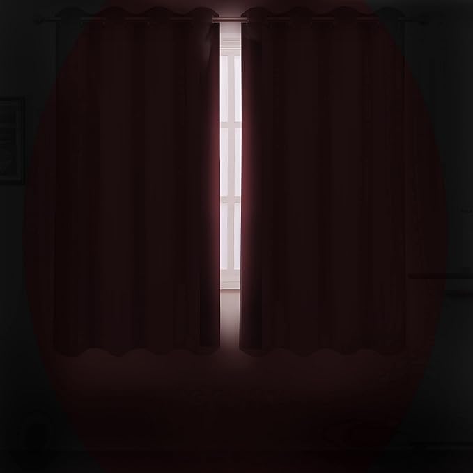 LEMOMO Burgundy Red Thermal Blackout Curtains/52 x 72 Inch/Set of 2 Panels Room