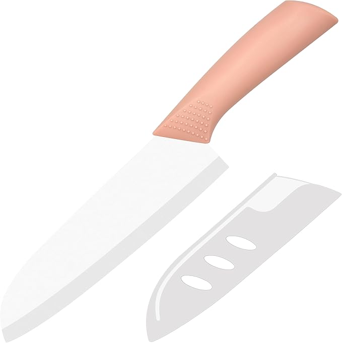 Ceramic Knife - 7 inch Chef's Santoku Knife - Sharp Ceramic Kitchen Knife with Sheath Cover