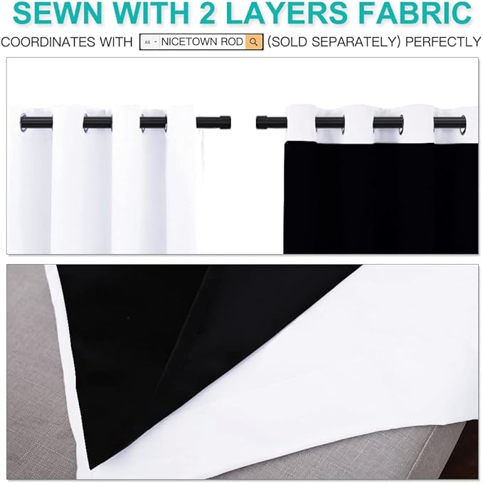 NICETOWN 100% Blackout Window Curtain Panels, Cold and Full Light Blocking