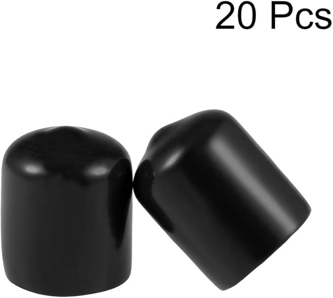 uxcell 20pcs Rubber End Caps 17mm ID Vinyl Round Tube Bolt Cap Cover Thread Protectors Black