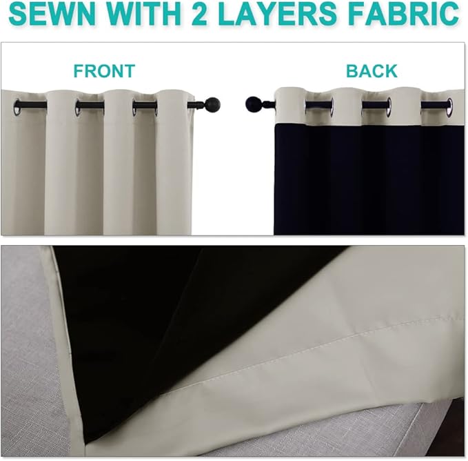NICETOWN 100% Blackout Window Curtain Panels, Full Light Blocking Drapes