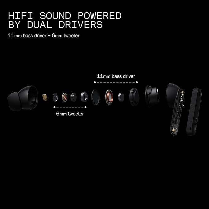 CMF Buds Pro 2 Wireless Earbuds, Hi-Res Audio with LDAC, 50 dB Hybrid Noise Cancelling Earbuds, Ultra Bass Technology, Bluetooth 5.3, 43H Play Time with Charging Case, 6 HD Mics Headphones, Light Grey