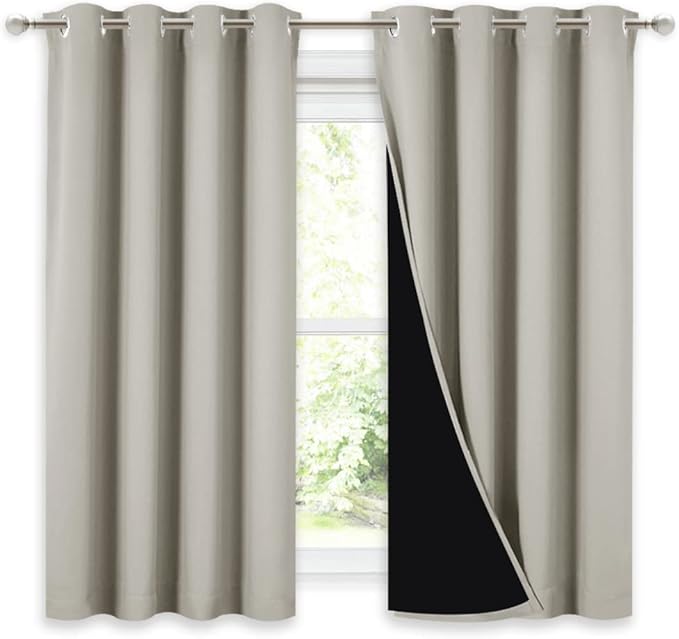 NICETOWN 100% Blackout Curtains 54 inches Long, Double-Deck Completely Blackout