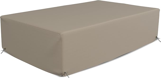 Covers & All Patio Sectional Sofa Set Cover 160 GSM PVC Emboss Fabric Outdoor Furniture Table and Chair Set Cover with Drawstring for Snug Fit (83''W x 52" D x 29''H, Beige)
