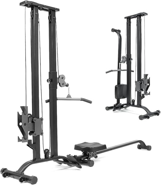 TOUSAINS Cable Machine Home Gym, 330 Lbs Plates Loaded Cable Crossover Machine, 2 in 1 Functional Trainer with Rowing Machine, Space Saving Design for Home Gym