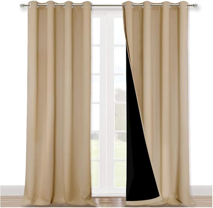NICETOWN Thermal Insulated 100% Blackout Curtains, Biscotti Beige, 1 Pair