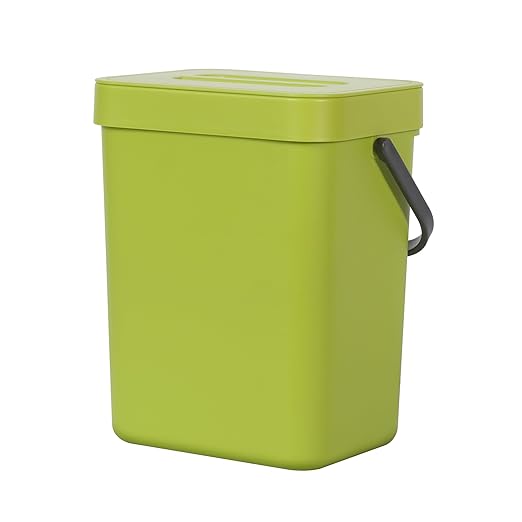 EKO Puro Mini Wall-Mounted Kitchen Trash Can with Lid Food Waste Caddy, 0.79 Gal / 3L (Green)