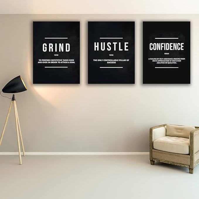 Yetaryy Motivational Poster Inspirational Wall Art 3 Pieces Canvas Painting Lion Artwork for Living Room Office Modern Home Decor Prints Pictures Wall Decor Framed Ready to Hang [48''Wx 24''H]