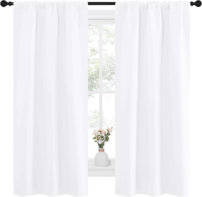 NICETOWN White Curtains for Bedroom, Short Curtains & Draperies for Small Window