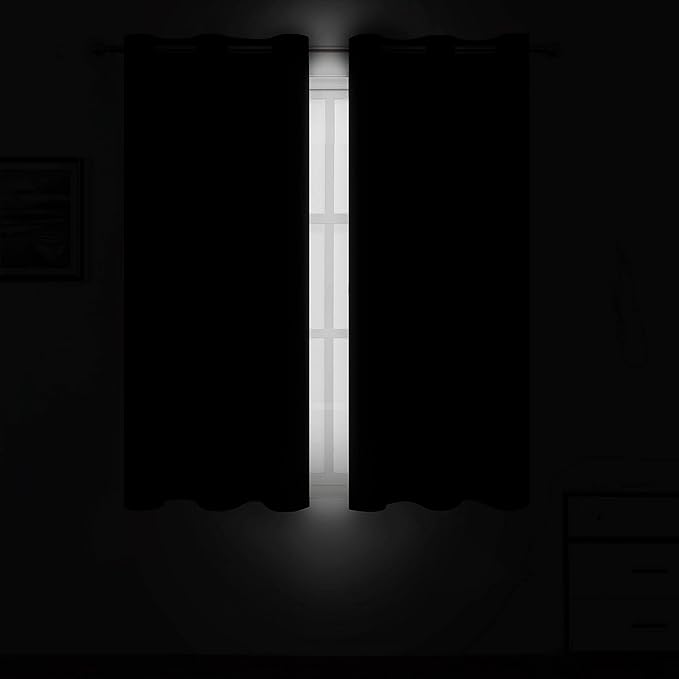 LEMOMO Black Blackout Curtains 34 x 54 Inch Length/Set of 2 Curtain