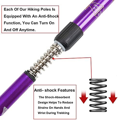 Aihoye Hiking Trekking Poles, 2 Pack Collapsible, Lightweight, Anti Shock, Walking Sticks, Adjustable Hiking Pole for Men and Women