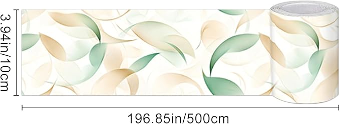 HOMETITUTE Wallpaper Border Peel and Stick Wall Border Green Leaf Watercolor