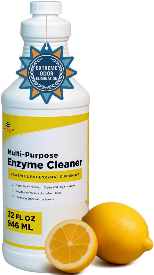 NORTHWEST ENTERPRISES Multi-Purpose Enzyme Cleaner - Household and Commercial Enzyme Cleaner, Fresh Lemon Scent (32 ounces)