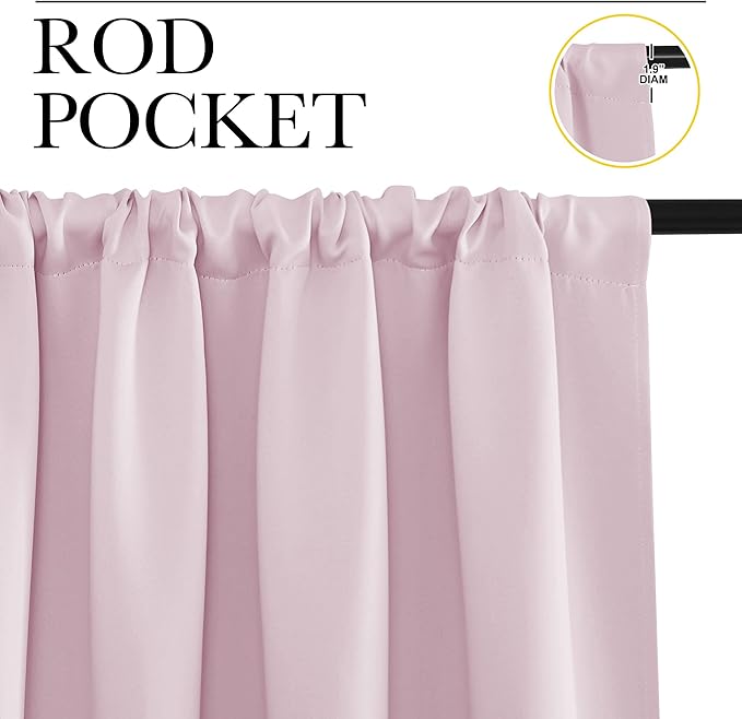 NICETOWN RV Blackout Curtains for Camper Windows, Baby Pink, Short Blackout
