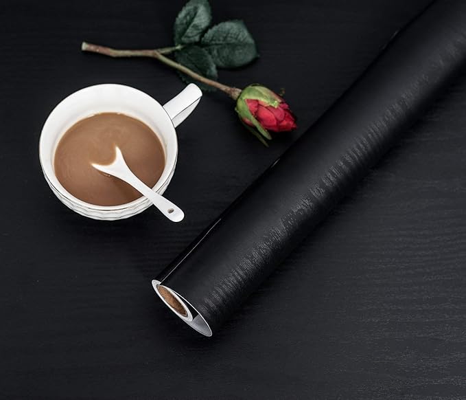 Abyssaly Black Wood Wallpaper 15.7 Inch X 196 Inch Peel and Stick Paper