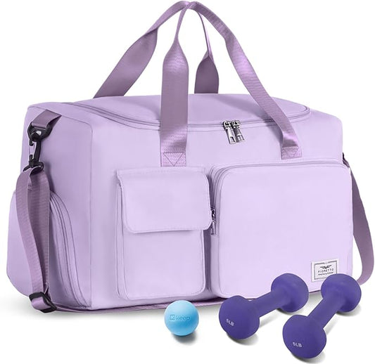 FIORETTO Women's Gym Duffle Bag with Shoes Compartment, 37L Capacity, Ideal for Travel, Gym, Sports, Duffel, Weekender