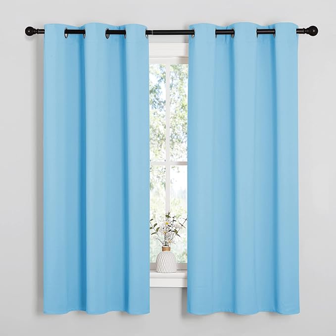 NICETOWN Light Blue Curtains for Nursery, Thermal Insulated Grommet Room